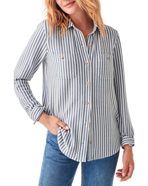 Faherty Legend Stripe Shirt in Gray Lyst