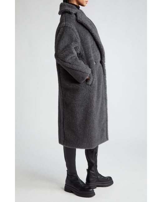 Max Mara Black Teddy Bear Icon Faux Fur Coat