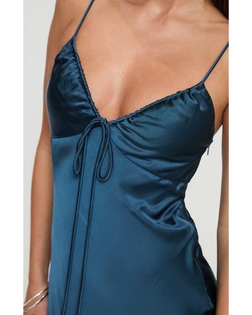 Princess Polly Blue Maguire Satin Maxi Dress