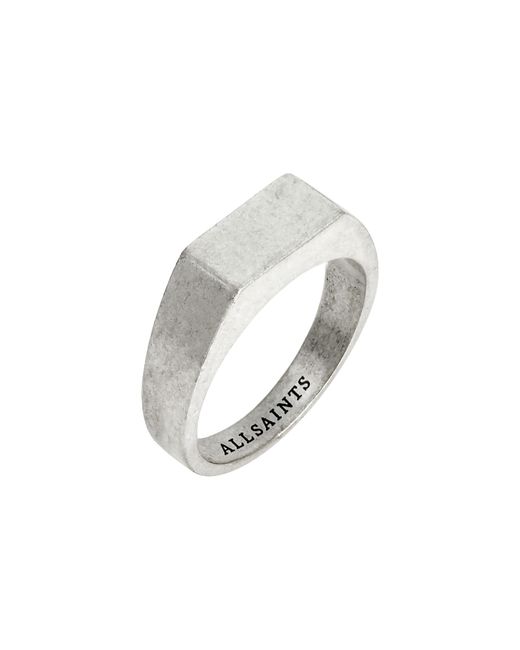 AllSaints White Rectangle Flat Signet Ring for men