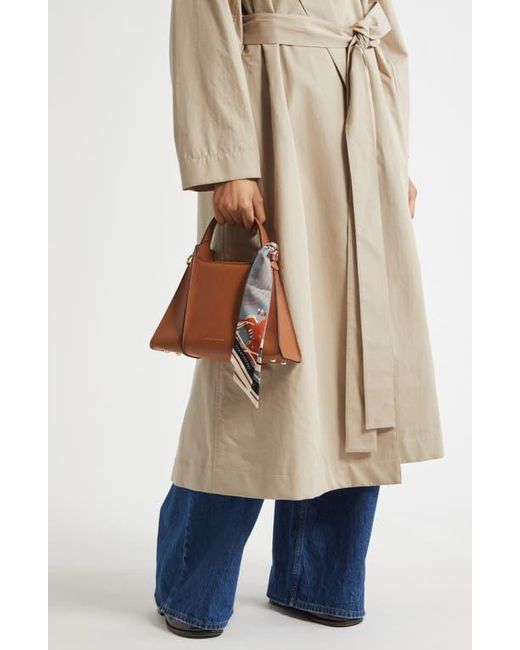 Strathberry Brown Arkshell Top Handle Leather Bag