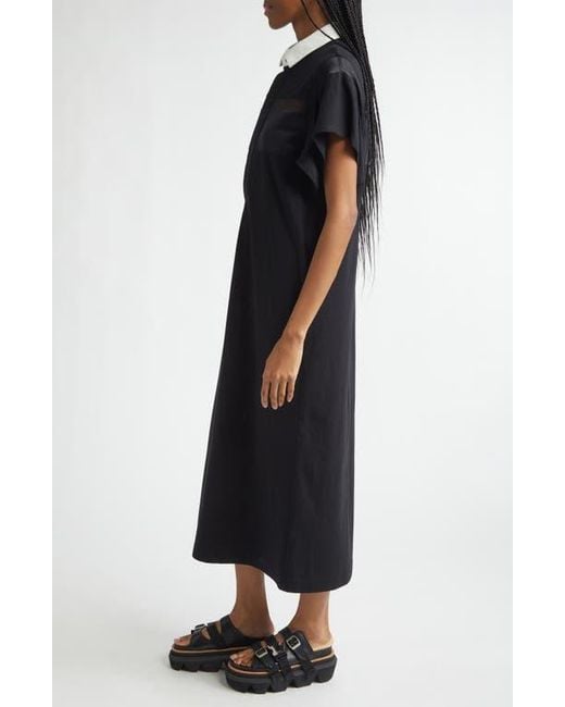 Sacai Cotton Jersey Dress in Black | Lyst