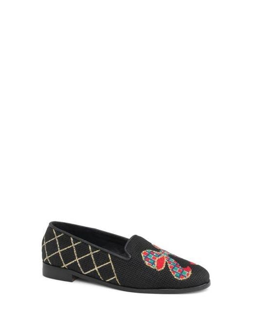 PAIGE Black Needlepoint Loafer