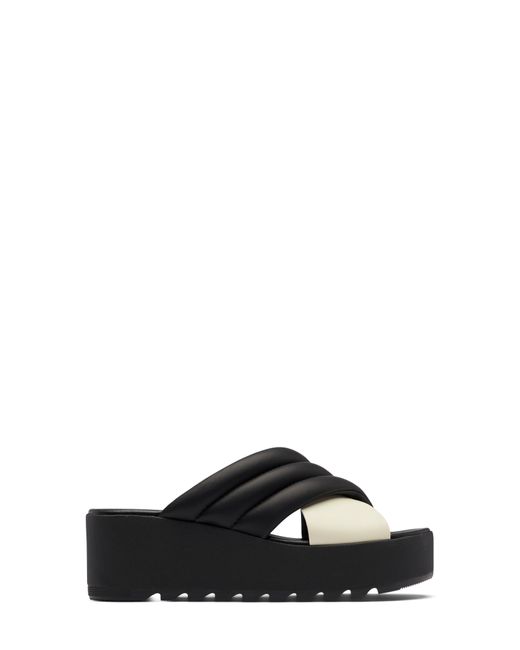 Sorel Black Cameron Puff Flatform Slide Sandal