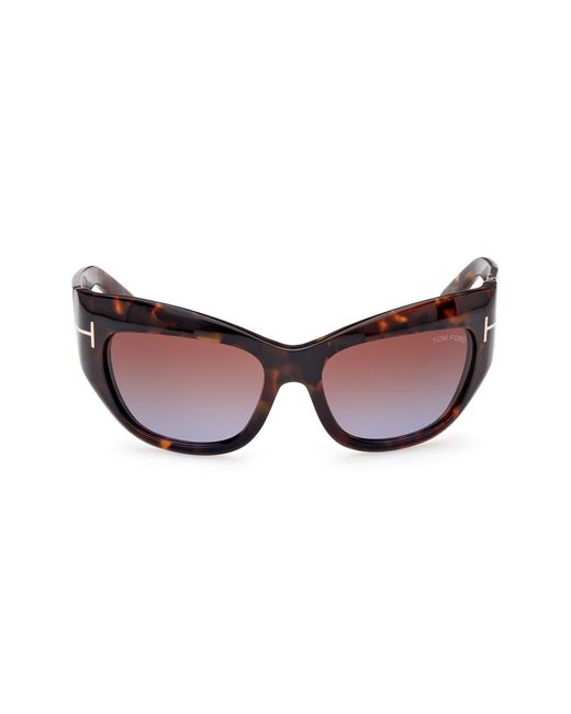 Tom Ford Brown Brianna 55mm Gradient Cat Eye Sunglasses