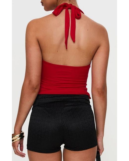 Princess Polly Red Chilli Asymmetric Halter Top
