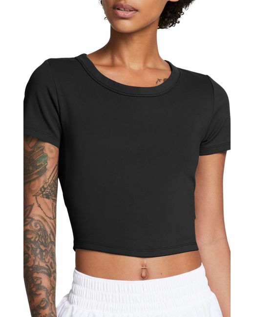Nike Black Phoenix Fleece Short Sleeve Crop Sweatshirt