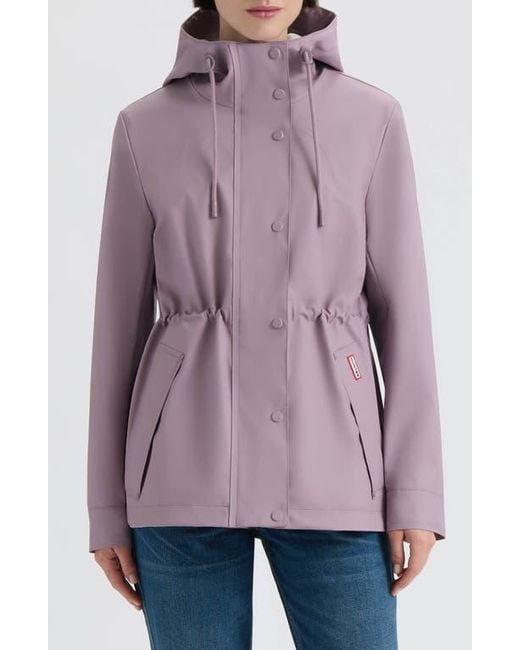 HUNTER Women's Purple Abbey Short Rubberized Rain Jacket