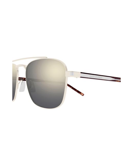 Saint Laurent White 56mm Aviator Sunglasses