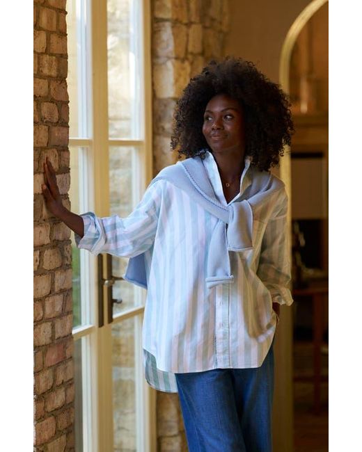 Frank & Eileen Blue Shirley Stripe Oversize Button-Up Shirt