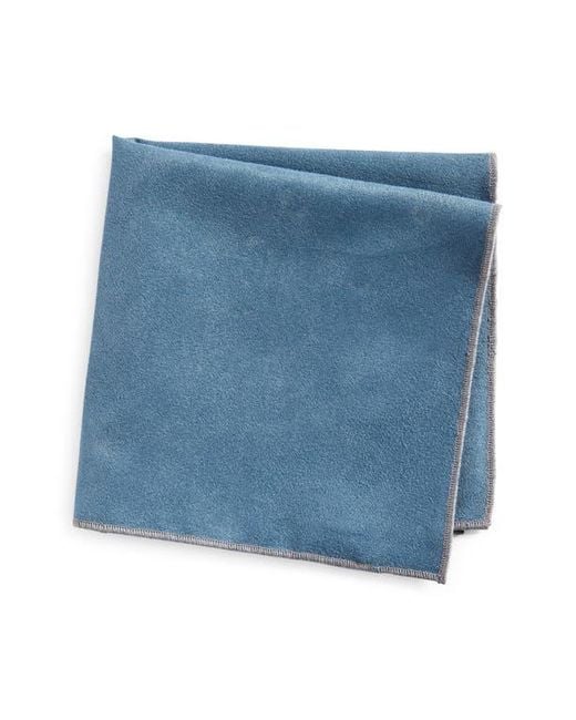 CLIFTON WILSON Blue Solid Cotton Pocket Square for men