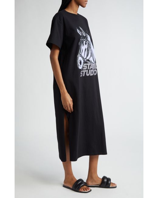 Stand Studio Black Margo Organic Cotton Oversize T-shirt Dress