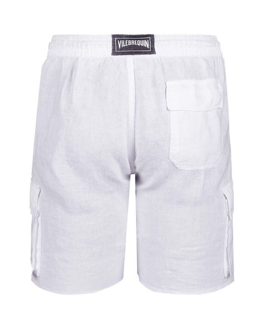 Vilebrequin Blue Linen Bermuda Cargo Pockets Shorts for men