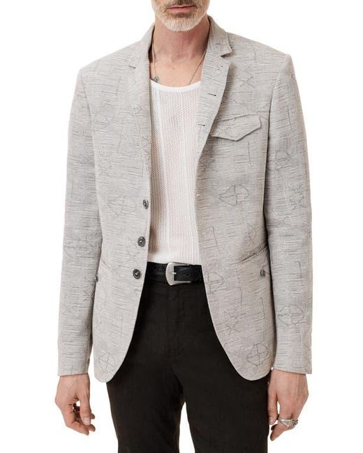 John Varvatos Gray Ollie Cotton & Linen Blend Jacquard High Button Jacket for men