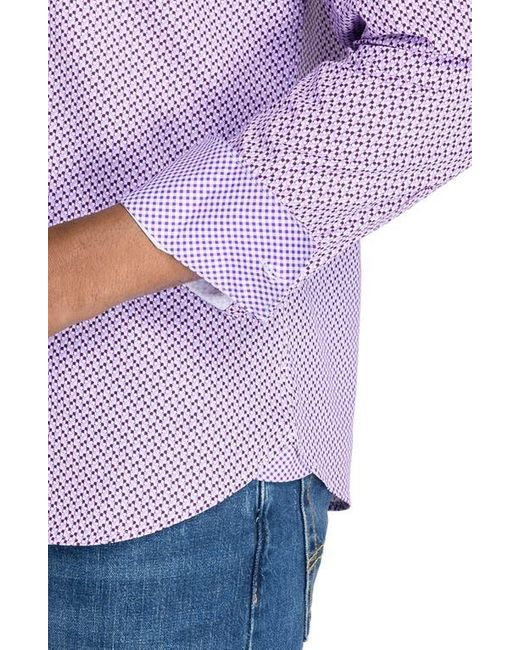 Con.struct Purple Slim Fit Mosaic Dot Recycled 4-Way Stretch Performance Long Sleeve Shirt for men