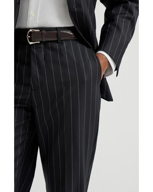 Brunello Cucinelli Blue Wide Chalk Stripe Trousers for men