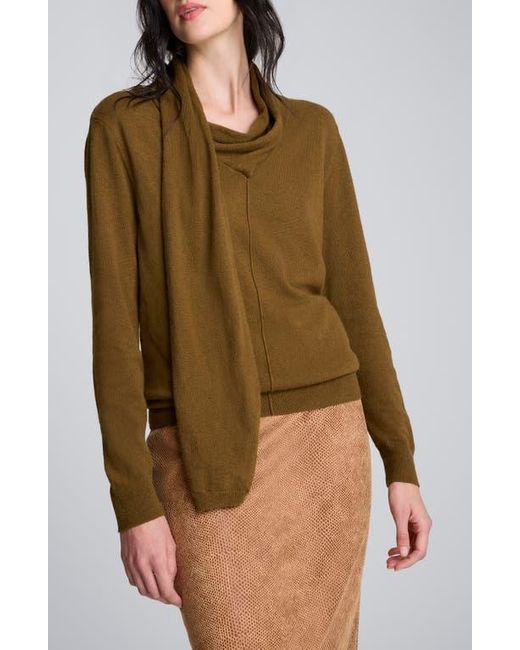 Kenneth Cole Green Cowl Neck Sweater With Attached Scarf