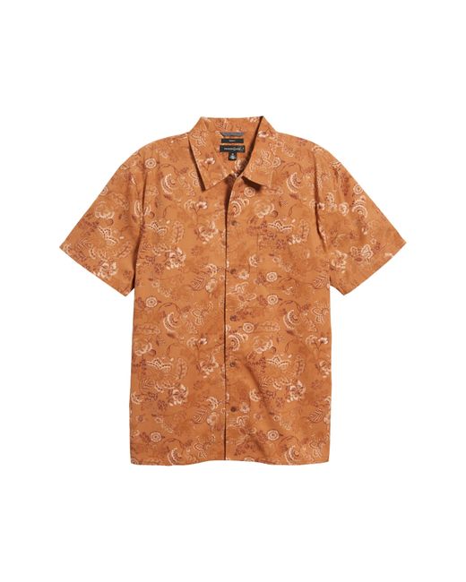 Treasure & Bond Brown Trim Fit Floral Paisley Short Sleeve Button-up Shirt for men