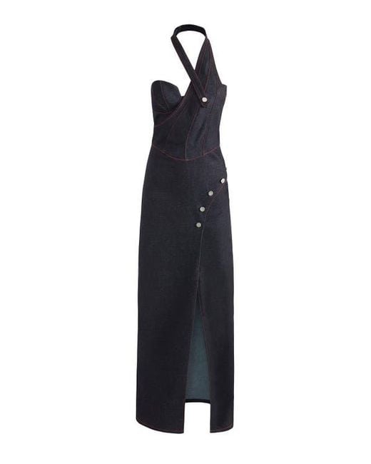 Jendue Black Davidson Cross Neck Maxi Dress