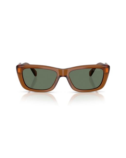 Miu Miu Green 56Mm Rectangular Sunglasses