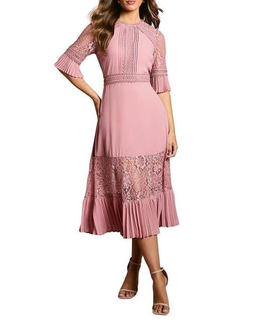Coast Pink Lace Insert Midi Dress