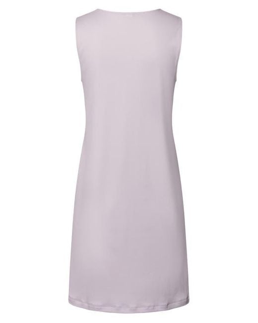 Hanro Purple Kalea Floral Tulle Trim Cotton Chemise