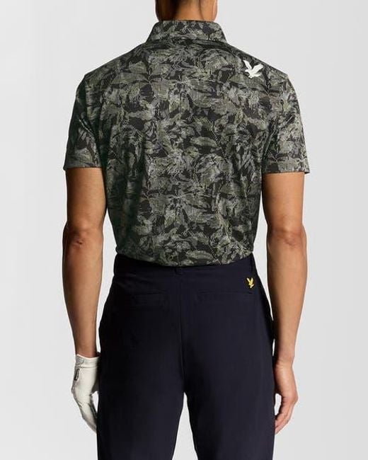 Lyle & Scott Green Golf Digital Floral Polo Shirt for men
