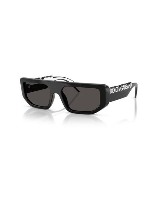 Dolce & Gabbana Black 56Mm Rectangular Sunglasses
