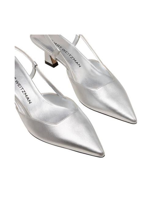Stuart Weitzman White Vinnie 50 Slingback Pump