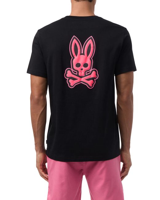 Psycho Bunny Black Sloan Cotton Graphic T-shirt for men