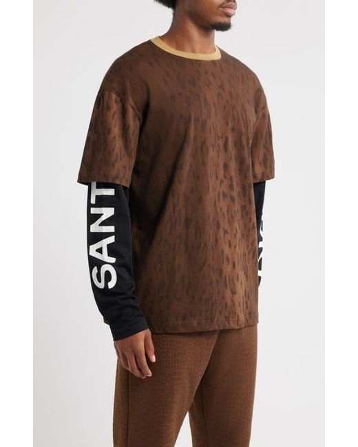 Saint Studio Brown Preda Layered Look T-Shirt for men