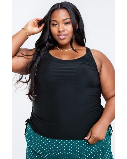 Calypsa Black Plus Size Maya Tankini Swim Top With Built-In Bra
