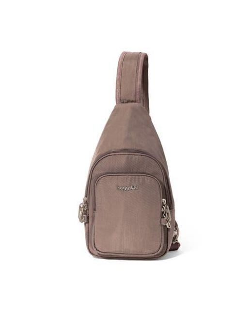Baggallini Brown Securtex Anti-Theft Daytripper Sling Bag