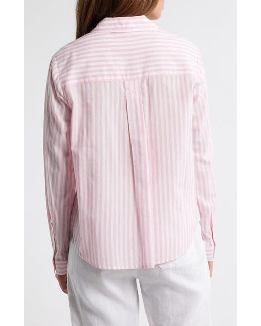 Beach Lunch Lounge Red Candy Stripe Cotton Blend Button-Up Shirt