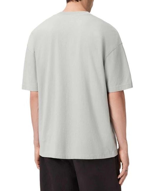 AllSaints Gray Deterent Cotton Graphic T-Shirt for men