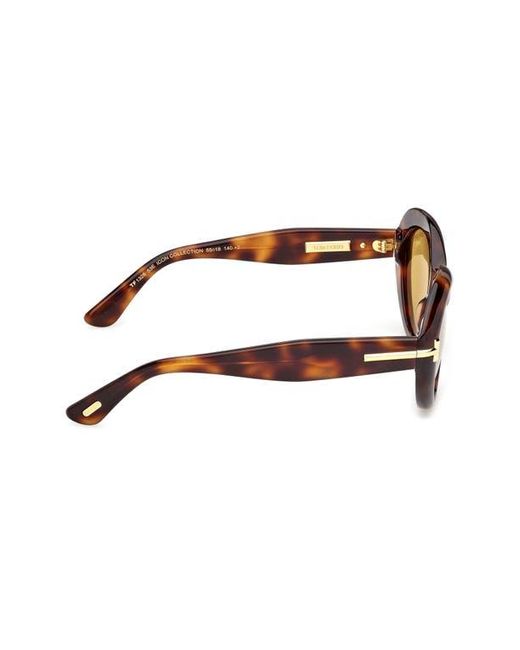 Tom Ford Brown 55Mm Oval Sunglasses