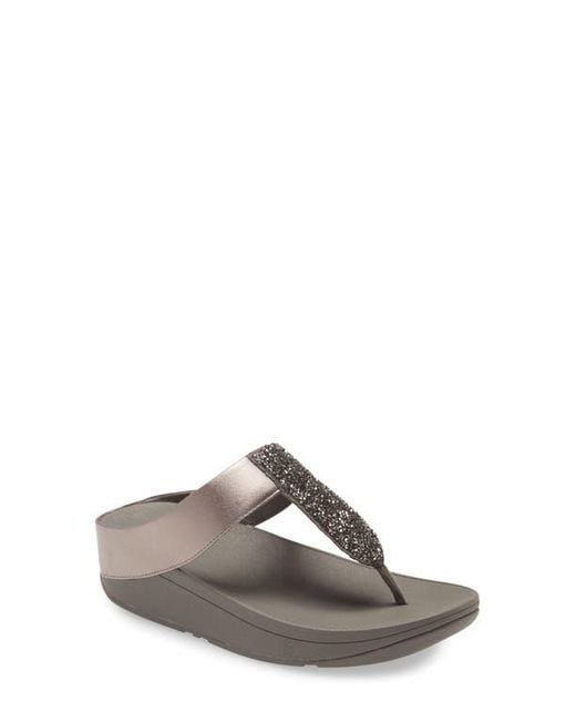 Fitflop Sparkle Crystal Flip Flop in Gray Lyst