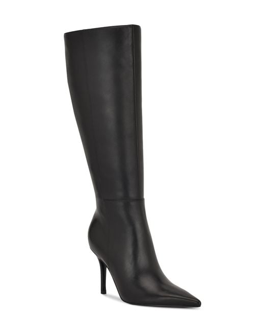 Nine West Black Gerty Pointed Toe Knee High Boot