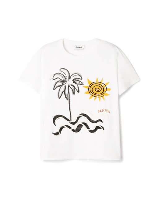 Desigual Blue Beach Graphic T-shirt