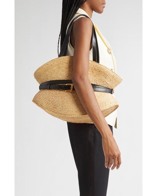 Balmain Black Medium Shuffle Raffia Tote