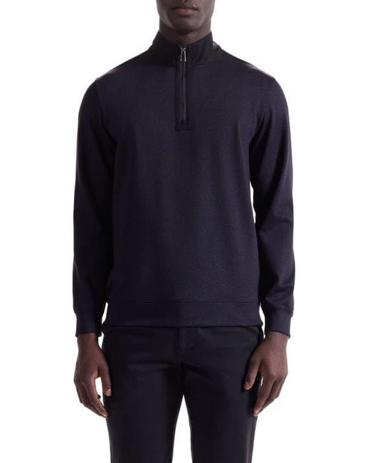 Bugatchi Blue Quarter Zip Pullover for men