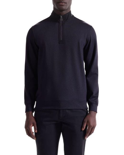 Bugatchi Blue Quarter Zip Pullover for men