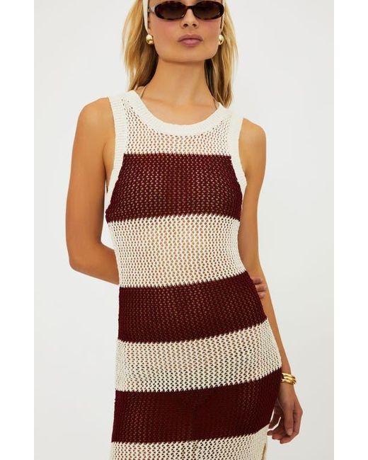 Beach Riot Holly Stripe Sheer Open Knit Cover-Up Dress in Red | Lyst