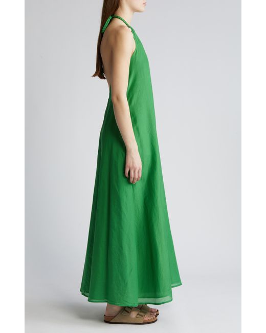 Xirena Green Xírena Drue Cotton & Silk Maxi Halter Dress