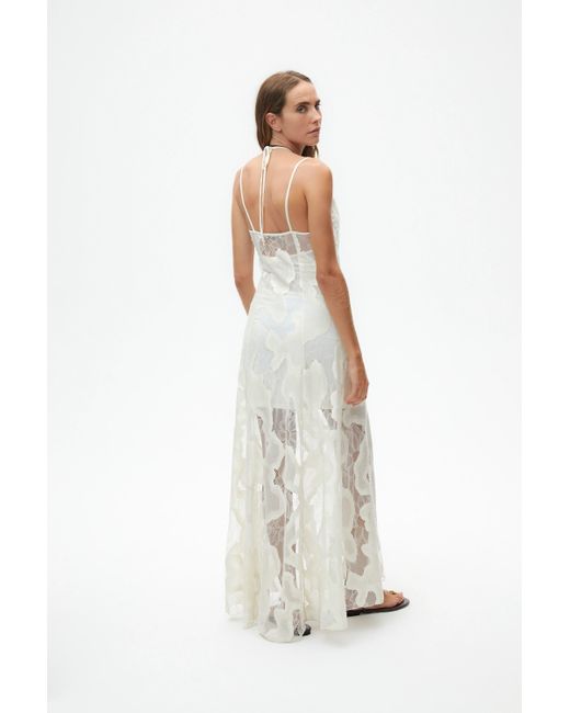 Nocturne White Embroidered Long Dress