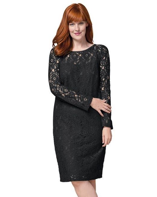 Jessica London Black Stretch Lace Shift Dress