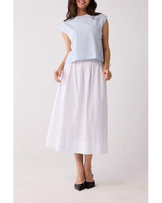 REISTOR Multicolor Button-Back Crew Neck Top