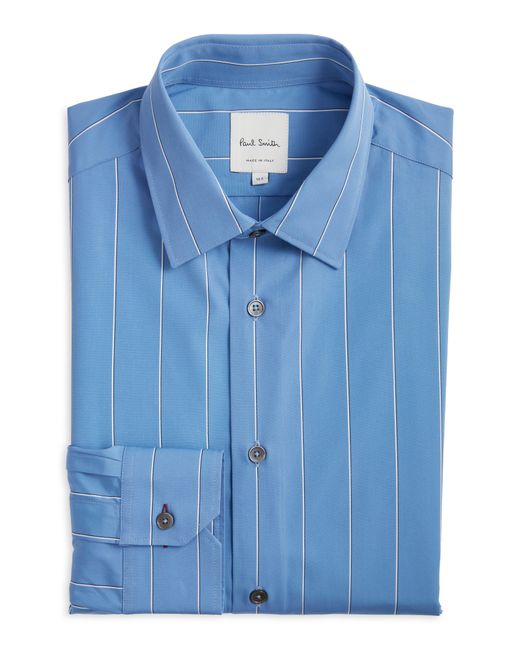 Paul Smith Blue Tailored Fit Stripe Dress Shirt for men