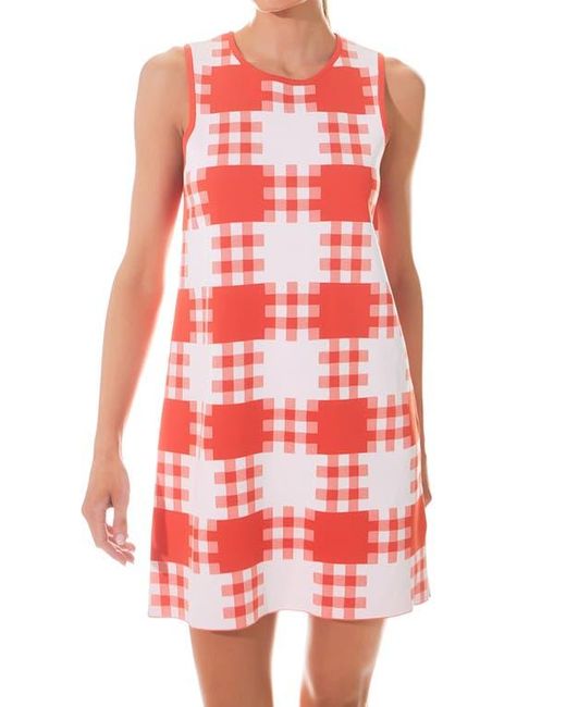 Grey Lab Red Gingham Check Mini Sweater Dress