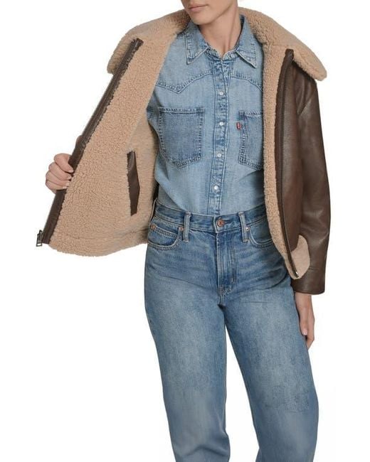 Levi's Brown Reversible Faux Leather & Faux Shearling Jacket